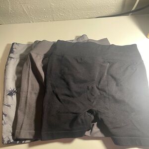 Set of Three Women’s Active Shorts - Black, Gray, and Tie-Dye